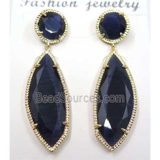 dark blue cat eye stone earring