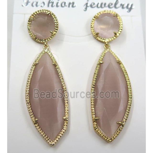 pink cat eye stone earring