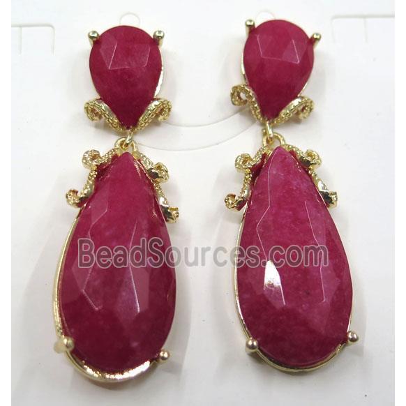 ruby Jade teardrop earring