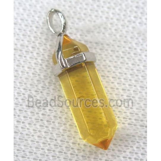 yellow crystal quartz pendant, dye