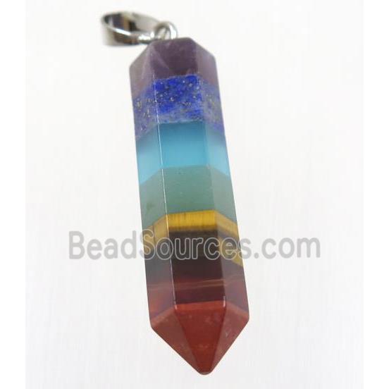 Gemstone Chakra Bullet Pendant Yoga Multicolor