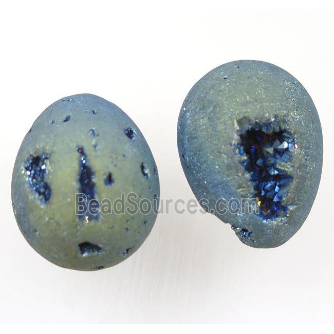 green Agate druzy egg charms, no-hole