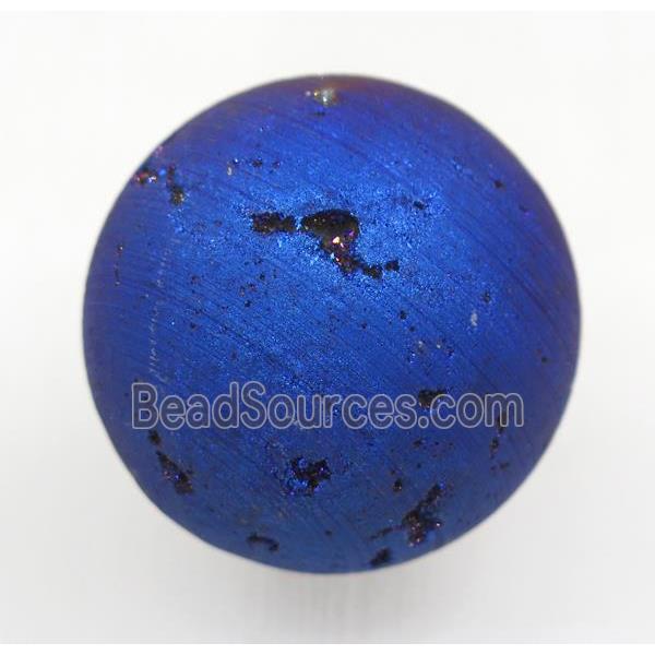 round blue Agate druzy ball charms, no-hole