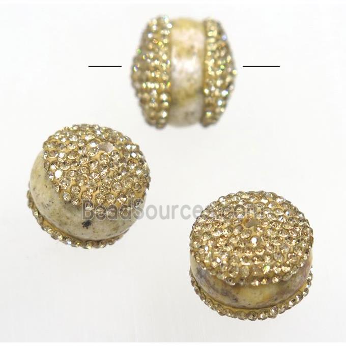 porcelain bead paved rhinestone, rondelle