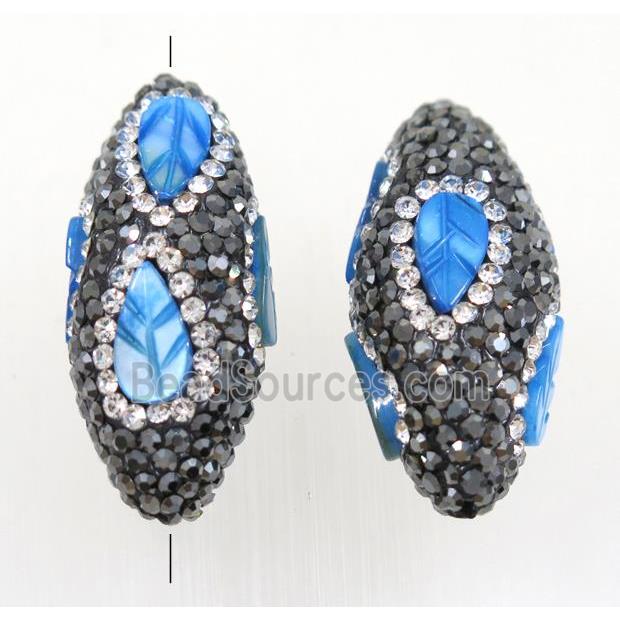 Clay rice beads paved rhinestone