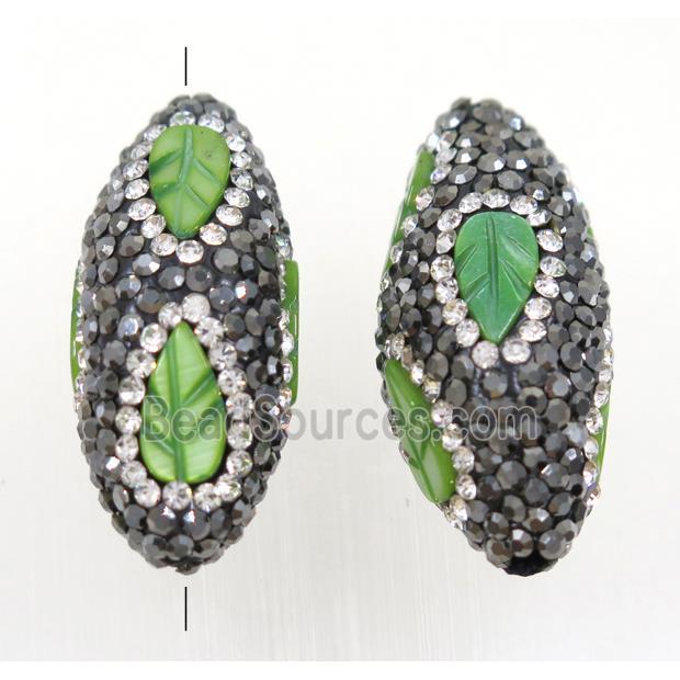 Clay rice beads paved rhinestone