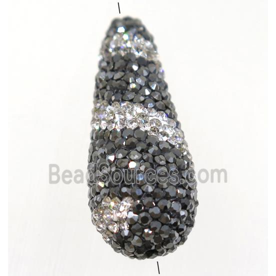 clay teardrop beads paved rhinestone