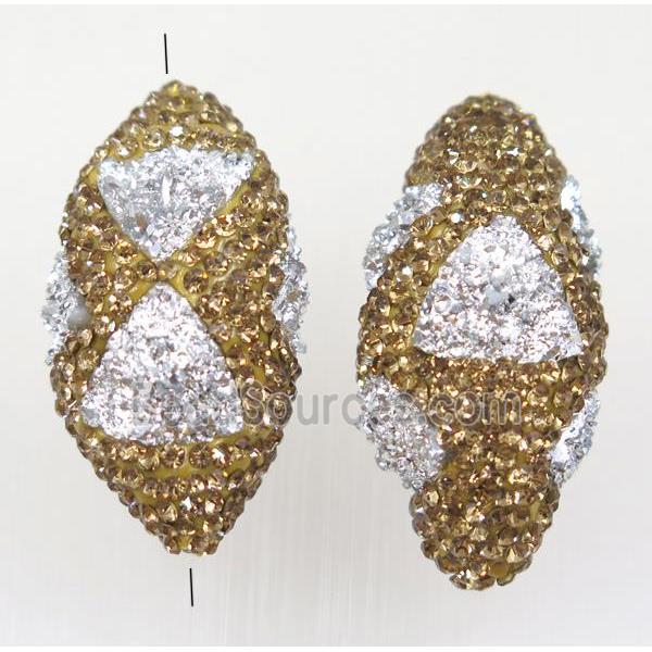 clay rice beads paved yellow rhinestone