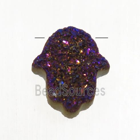 purple Druzy Agate Hamsahand pendant