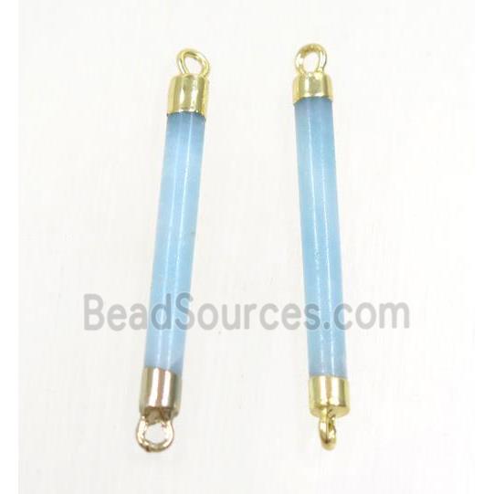 blue Amazonite connector, stick, gold plated