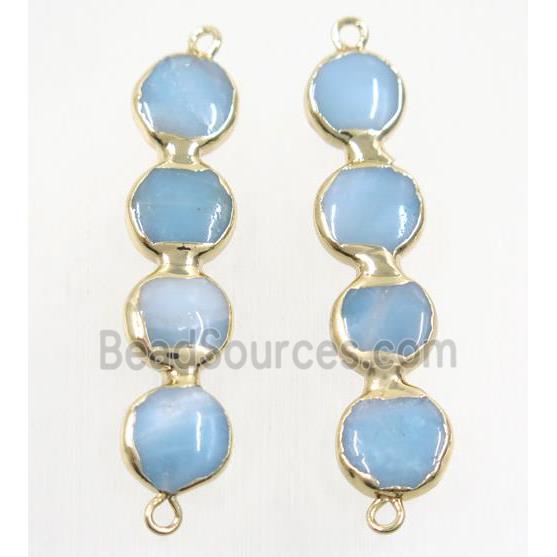 blue dye Amazonite connector, gold plated