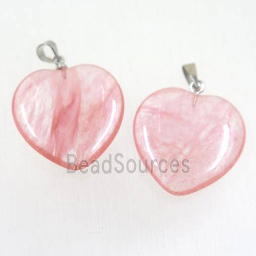 red Watermelon Quartz heart pendant