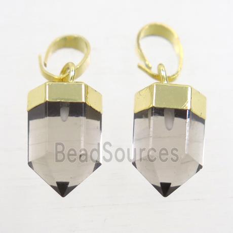 Smoky Quartz bullet pendants, gold plated