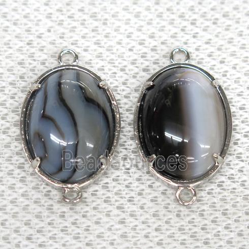 black Agate connector, oval