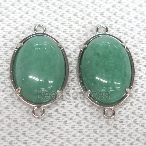 green Aventurine connector, oval