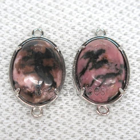 Rhodonite connector, oval