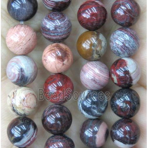 Red Silver Leaf Jasper Beads, round