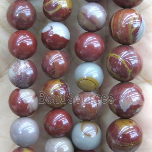 round Australian Red Picture Jasper Beads