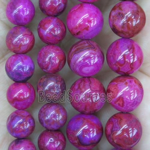 round hotpink Crazy Lace Agate Beads, dye