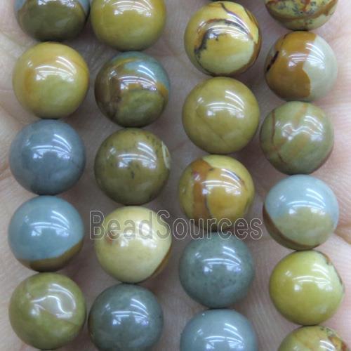 American wildhorse Picture Jasper Beads, round, multi-color