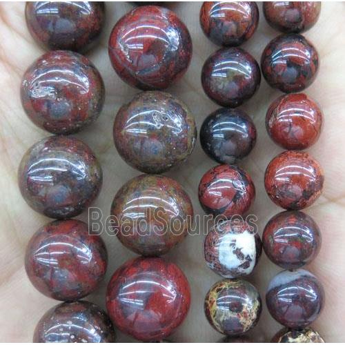 round Poppy Unakite beads