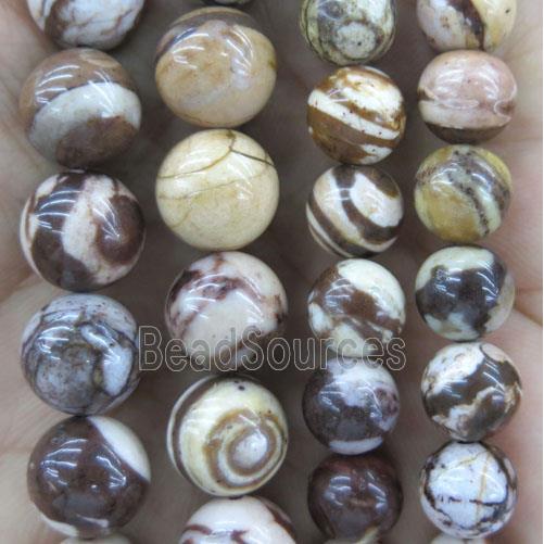 round Brown Zebra Jasper beads