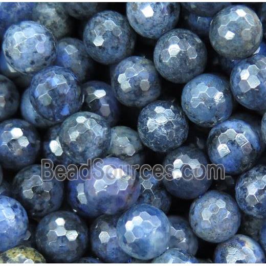 blue Dumortierite Beads, faceted round