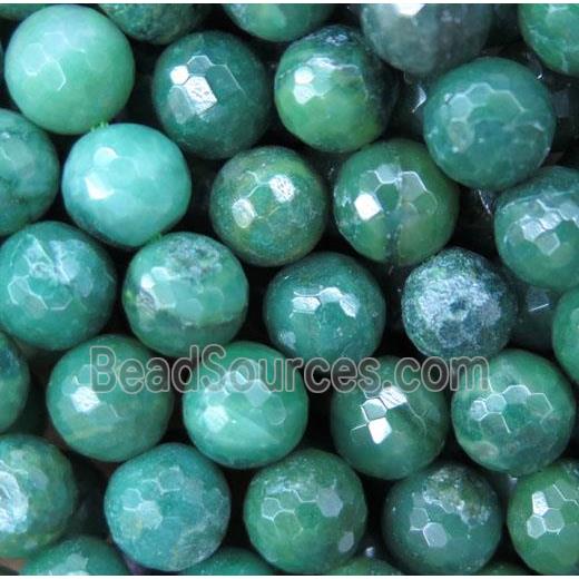 African Green Verdite Beads Faceted Round