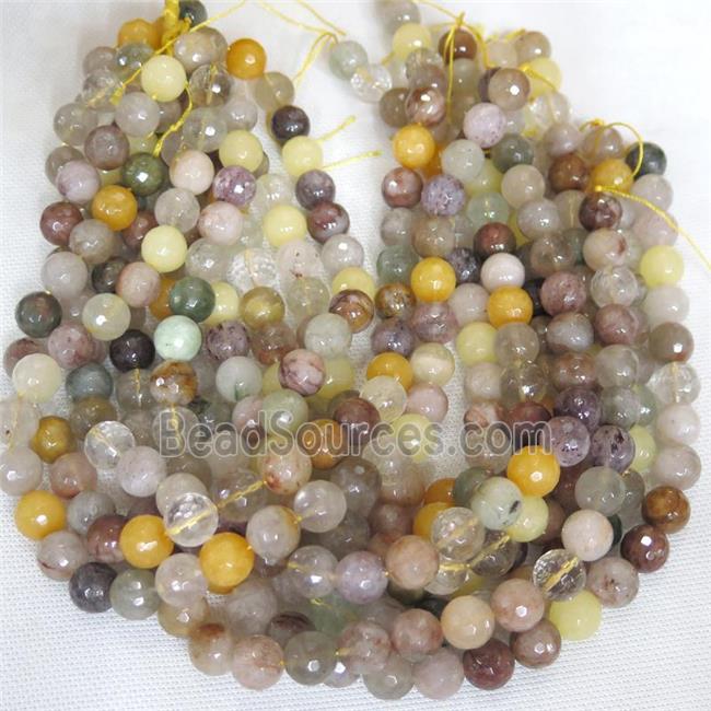 mix rutilated quartz bead, faceted round