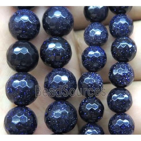 blue sandstone bead, faceted round