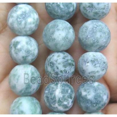 round green spotted dalmatian jasper bead, matte