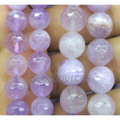 faceted round lavender Chalcedony stone beads