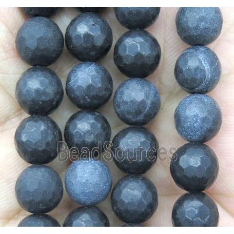 black jasper beads, faceted round