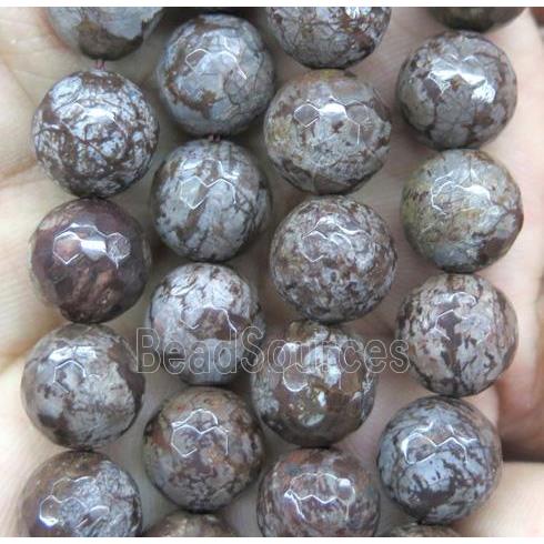 Chinese red Snowflake Jasper Beads, faceted round