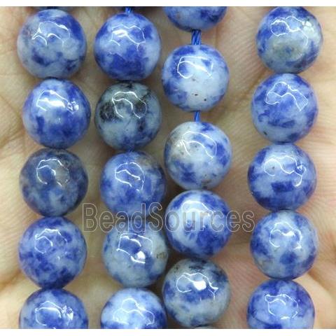 blue spotted jasper beads, faceted round