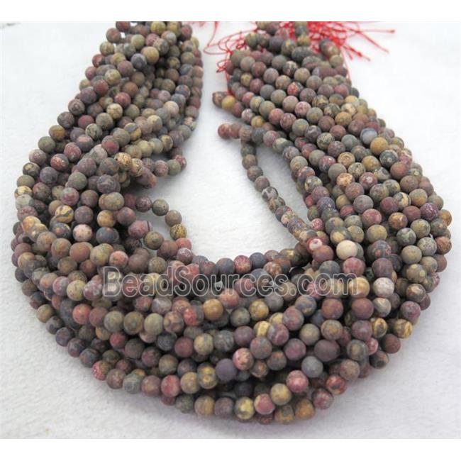 matte round Red LeopardSkin Jasper bead