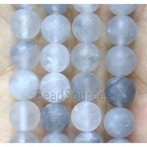 matte round gray Cloudy Quartz Beads