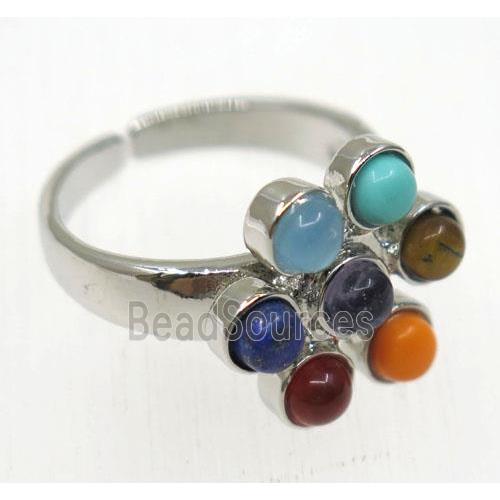 gemstone ring, platinum plated