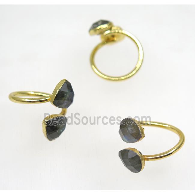 Labradorite ring, mix shape, gold plated