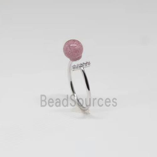 Sterling Silver Ring with Strawberry Quartz