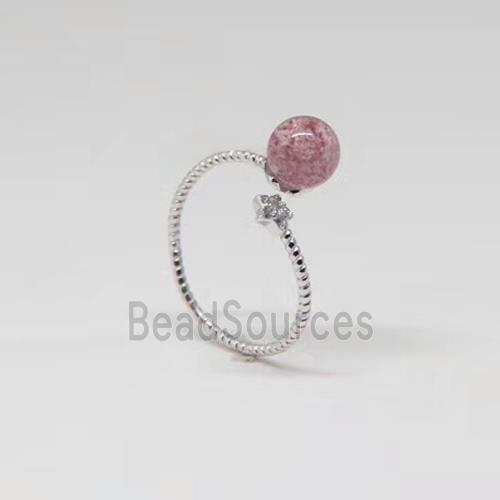 Sterling Silver Ring with Strawberry Quartz