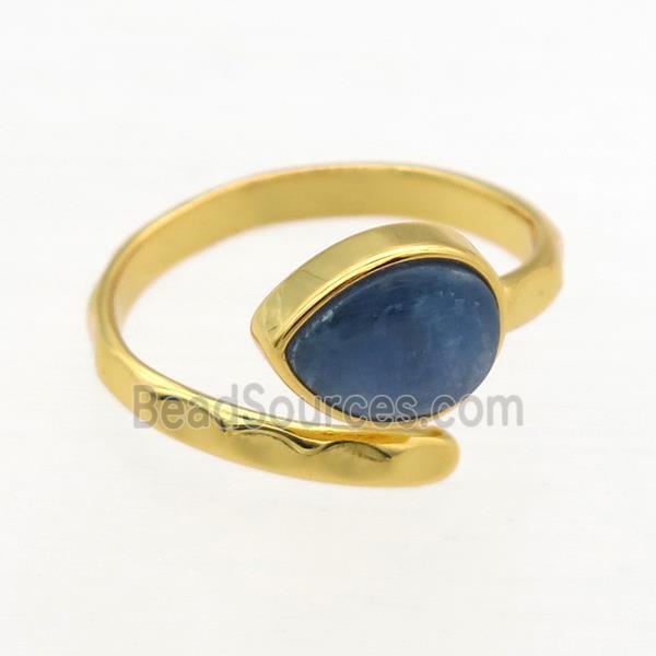 blue Kyanite Rings, copper, gold plated