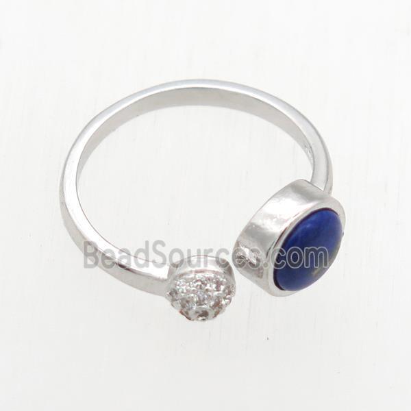 blue Lapis Lazuli Rings, copper, platinum plated