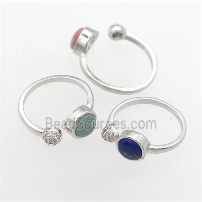 mixed gemstone Rings, copper, platinum plated