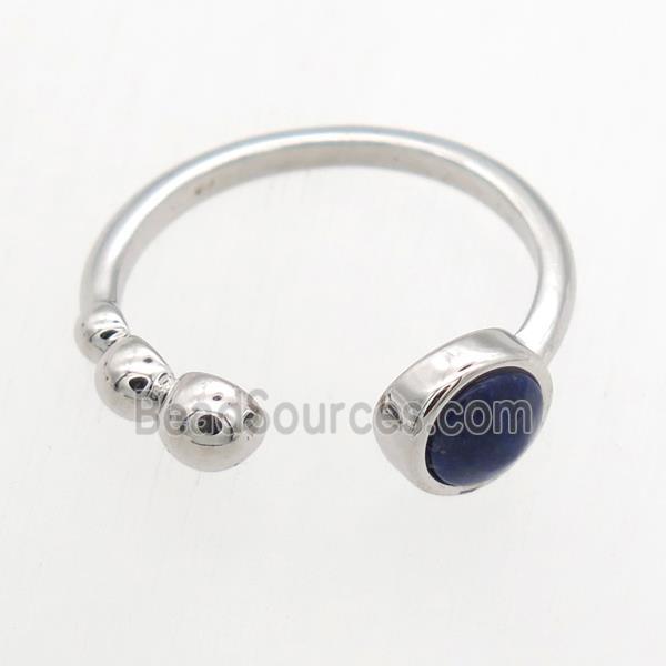 blue Lapis Lazuli Rings, copper, platinum plated