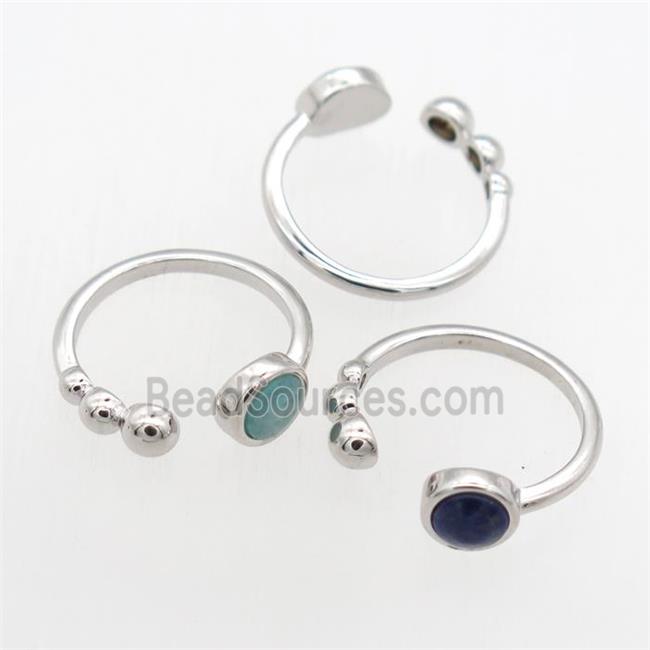 mix gemstone Rings, copper, platinum plated