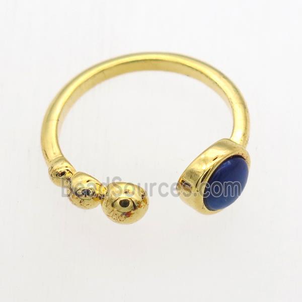 blue Lapis Lazuli Rings, copper, gold plated