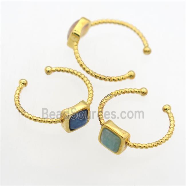 mixed gemstone Rings, copper, gold plated