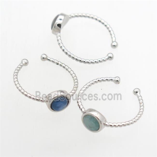 mix gemstone Rings, copper, platinum plated