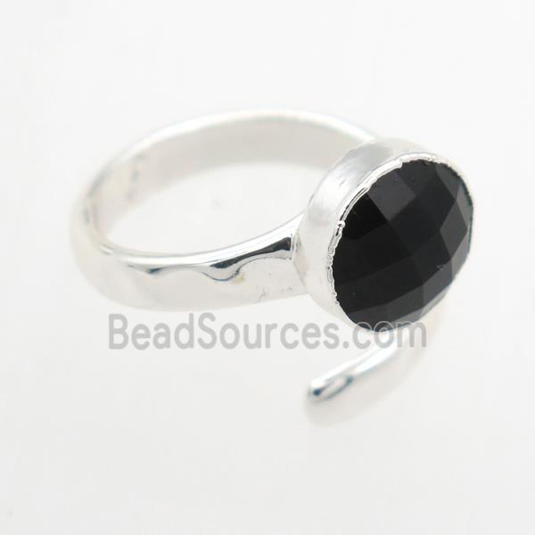 black Agate Rings, copper, platinum plated